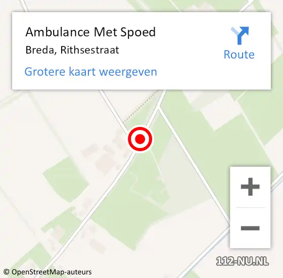 Locatie op kaart van de 112 melding: Ambulance Met Spoed Naar Breda, Rithsestraat op 26 mei 2016 11:56