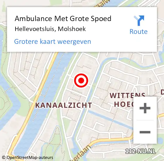 Locatie op kaart van de 112 melding: Ambulance Met Grote Spoed Naar Hellevoetsluis, Molshoek op 26 mei 2016 20:00