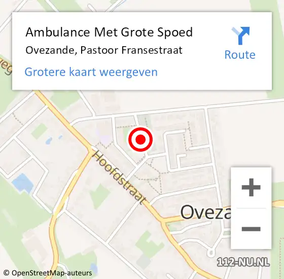 Locatie op kaart van de 112 melding: Ambulance Met Grote Spoed Naar Ovezande, Pastoor Fransestraat op 27 mei 2016 09:47