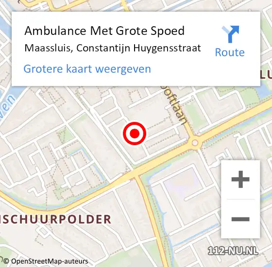 Locatie op kaart van de 112 melding: Ambulance Met Grote Spoed Naar Maassluis, Constantijn Huygensstraat op 27 mei 2016 12:33