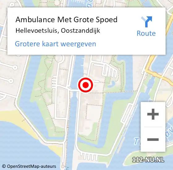 Locatie op kaart van de 112 melding: Ambulance Met Grote Spoed Naar Hellevoetsluis, Oostzanddijk op 27 mei 2016 13:04