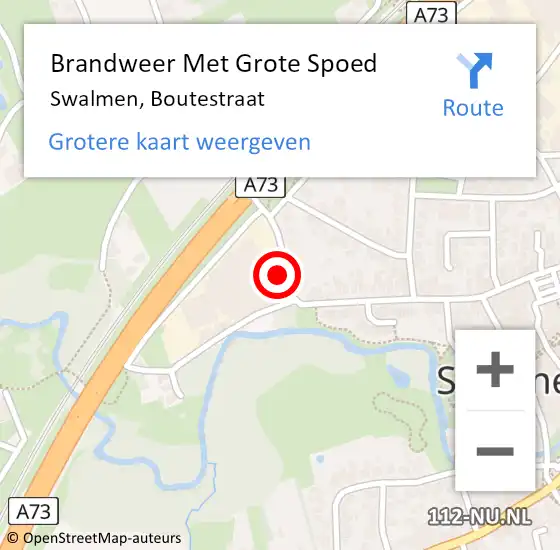 Locatie op kaart van de 112 melding: Brandweer Met Grote Spoed Naar Swalmen, Boutestraat op 27 mei 2016 17:49