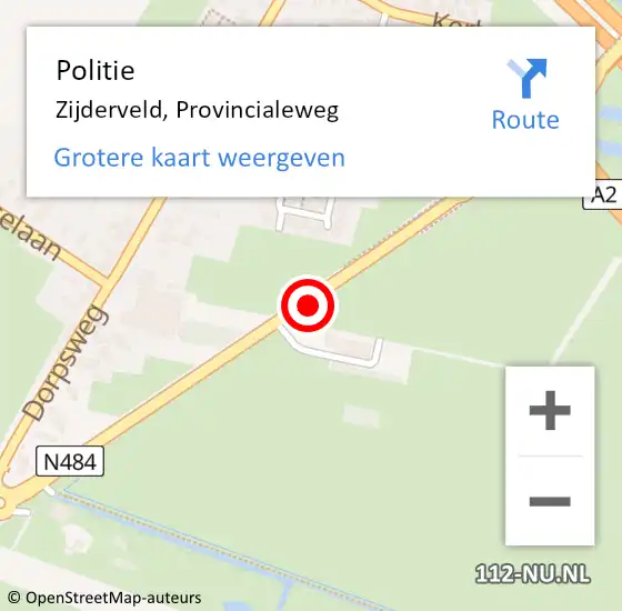 Locatie op kaart van de 112 melding: Politie Zijderveld, Provincialeweg op 27 mei 2016 19:33