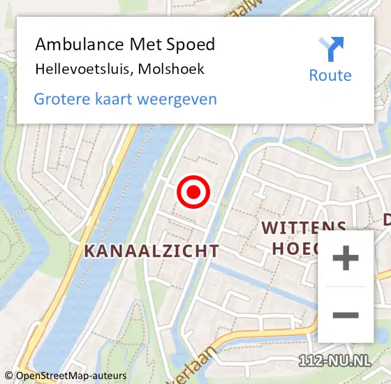 Locatie op kaart van de 112 melding: Ambulance Met Spoed Naar Hellevoetsluis, Molshoek op 27 mei 2016 21:56