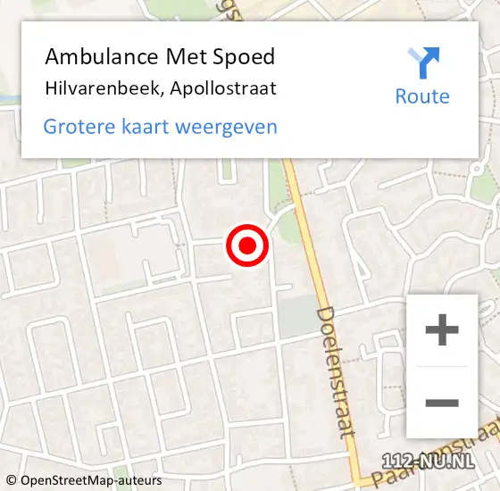 Locatie op kaart van de 112 melding: Ambulance Met Spoed Naar Hilvarenbeek, Apollostraat op 27 mei 2016 22:48