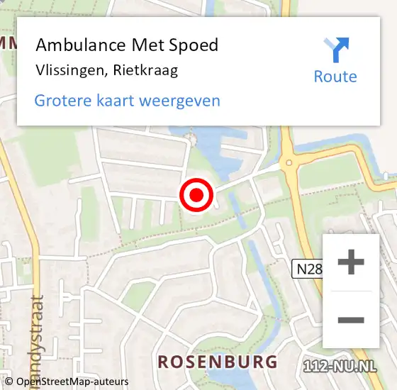 Locatie op kaart van de 112 melding: Ambulance Met Spoed Naar Vlissingen, Rietkraag op 28 mei 2016 07:22