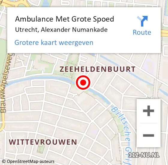 Locatie op kaart van de 112 melding: Ambulance Met Grote Spoed Naar Utrecht, Alexander Numankade op 29 mei 2016 00:11