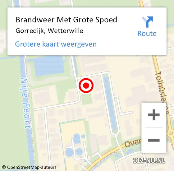 Locatie op kaart van de 112 melding: Brandweer Met Grote Spoed Naar Gorredijk, Wetterwille op 29 mei 2016 01:01
