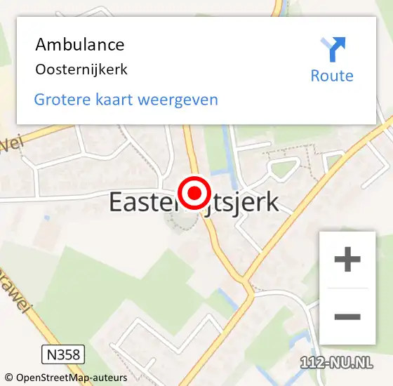 Locatie op kaart van de 112 melding: Ambulance Oosternijkerk op 16 december 2013 15:38