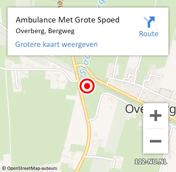 Locatie op kaart van de 112 melding: Ambulance Met Grote Spoed Naar Overberg, Bergweg op 29 mei 2016 19:15