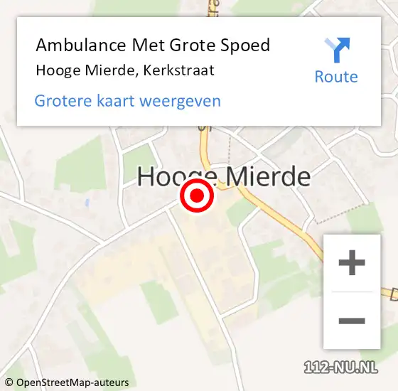 Locatie op kaart van de 112 melding: Ambulance Met Grote Spoed Naar Hooge Mierde, Kerkstraat op 29 mei 2016 21:32