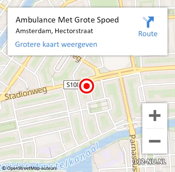 Locatie op kaart van de 112 melding: Ambulance Met Grote Spoed Naar Amsterdam, Hectorstraat op 29 mei 2016 21:37