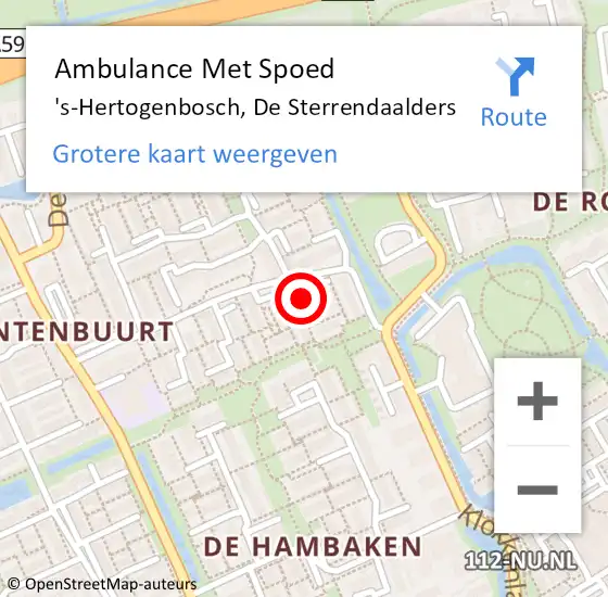 Locatie op kaart van de 112 melding: Ambulance Met Spoed Naar 's-Hertogenbosch, De Sterrendaalders op 29 mei 2016 23:36