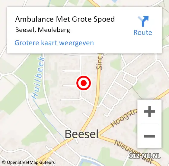 Locatie op kaart van de 112 melding: Ambulance Met Grote Spoed Naar Beesel, Meuleberg op 29 mei 2016 23:50