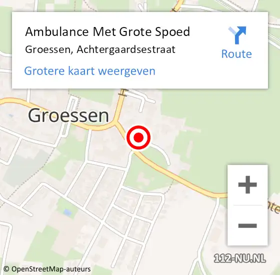 Locatie op kaart van de 112 melding: Ambulance Met Grote Spoed Naar Groessen, Achtergaardsestraat op 30 mei 2016 03:47