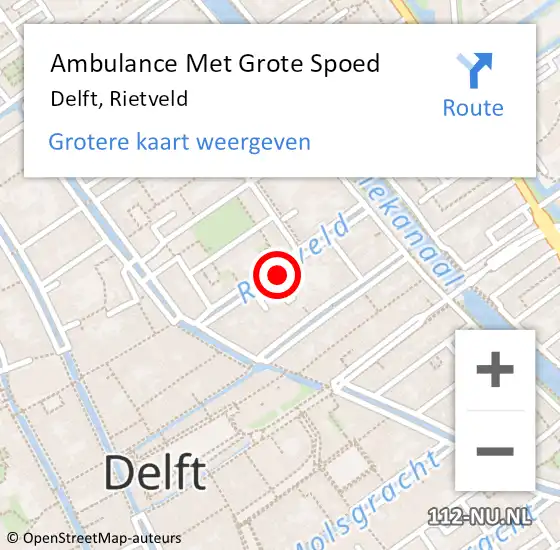 Locatie op kaart van de 112 melding: Ambulance Met Grote Spoed Naar Delft, Rietveld op 30 mei 2016 05:03