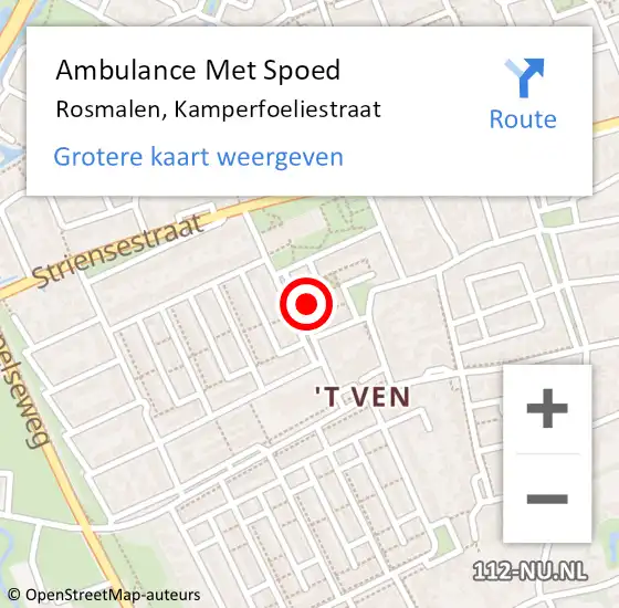 Locatie op kaart van de 112 melding: Ambulance Met Spoed Naar Rosmalen, Kamperfoeliestraat op 30 mei 2016 10:04