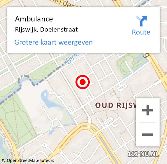 Locatie op kaart van de 112 melding: Ambulance Rijswijk, Doelenstraat op 30 mei 2016 15:18