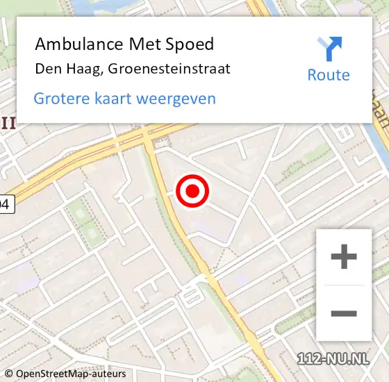 Locatie op kaart van de 112 melding: Ambulance Met Spoed Naar Den Haag, Groenesteinstraat op 30 mei 2016 16:32