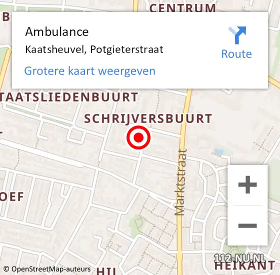 Locatie op kaart van de 112 melding: Ambulance Kaatsheuvel, Potgieterstraat op 30 mei 2016 18:49