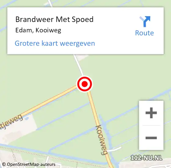 Locatie op kaart van de 112 melding: Brandweer Met Spoed Naar Edam, Kooiweg op 30 mei 2016 21:12