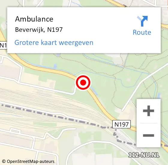 Locatie op kaart van de 112 melding: Ambulance Beverwijk, N197 op 30 mei 2016 22:46