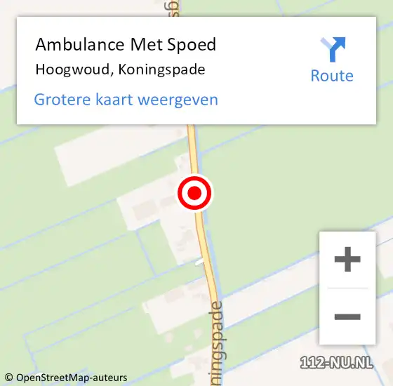 Locatie op kaart van de 112 melding: Ambulance Met Spoed Naar Hoogwoud, Koningspade op 31 mei 2016 09:41