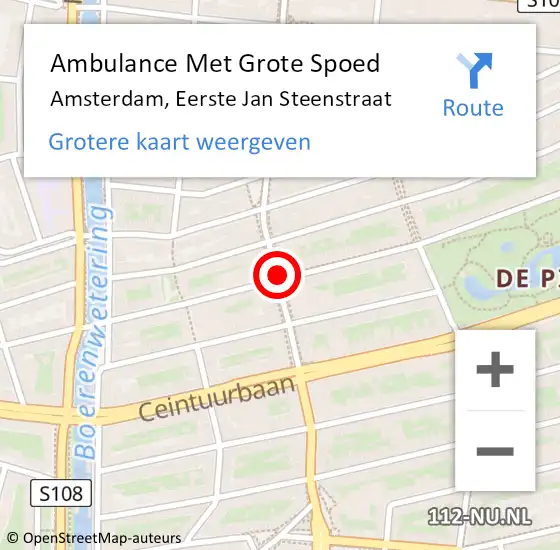 Locatie op kaart van de 112 melding: Ambulance Met Grote Spoed Naar Amsterdam, Eerste Jan Steenstraat op 31 mei 2016 12:31