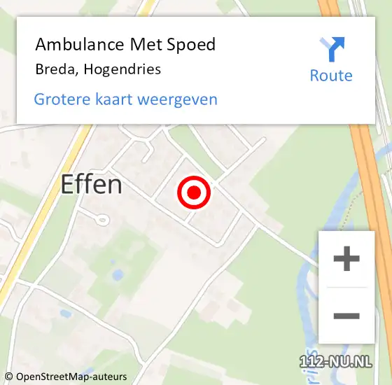 Locatie op kaart van de 112 melding: Ambulance Met Spoed Naar Breda, Hogendries op 31 mei 2016 12:55