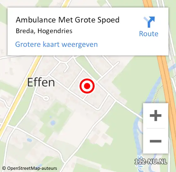 Locatie op kaart van de 112 melding: Ambulance Met Grote Spoed Naar Breda, Hogendries op 31 mei 2016 12:58