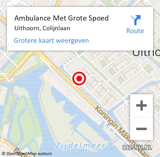 Locatie op kaart van de 112 melding: Ambulance Met Grote Spoed Naar Uithoorn, Colijnlaan op 31 mei 2016 14:17
