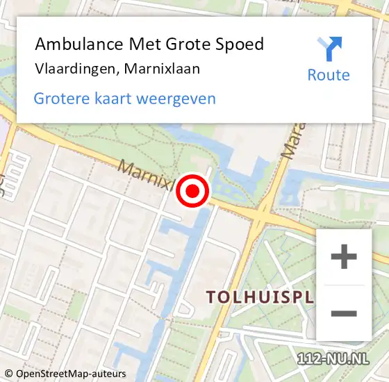 Locatie op kaart van de 112 melding: Ambulance Met Grote Spoed Naar Vlaardingen, Marnixlaan op 31 mei 2016 16:03