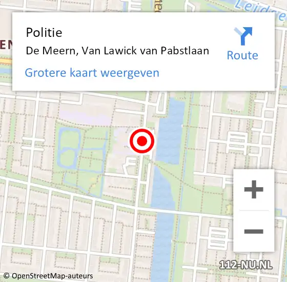 Locatie op kaart van de 112 melding: Politie De Meern, Van Lawick Van Pabstlaan op 31 mei 2016 16:42