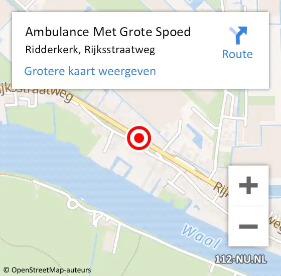 Locatie op kaart van de 112 melding: Ambulance Met Grote Spoed Naar Ridderkerk, Rijksstraatweg op 31 mei 2016 17:22
