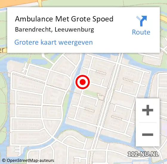 Locatie op kaart van de 112 melding: Ambulance Met Grote Spoed Naar Barendrecht, Leeuwenburg op 31 mei 2016 20:23