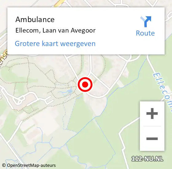 Locatie op kaart van de 112 melding: Ambulance Ellecom, Laan van Avegoor op 1 juni 2016 08:01