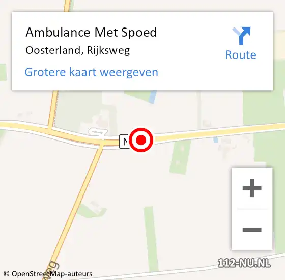 Locatie op kaart van de 112 melding: Ambulance Met Spoed Naar Oosterland, Rijksweg op 1 juni 2016 09:09