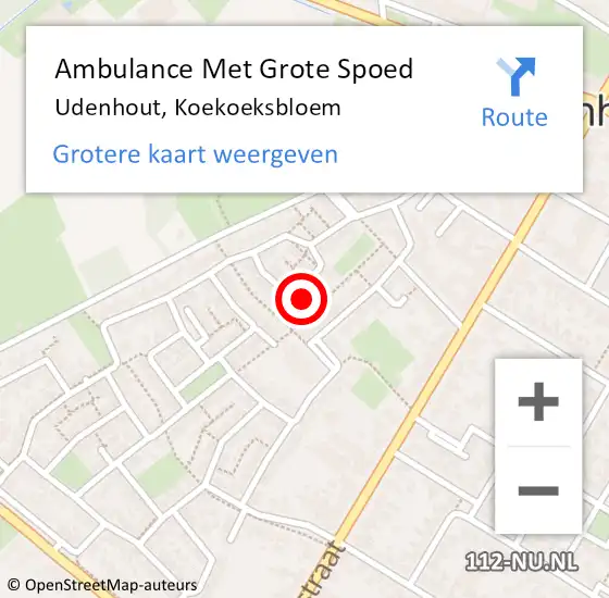 Locatie op kaart van de 112 melding: Ambulance Met Grote Spoed Naar Udenhout, Koekoeksbloem op 2 juni 2016 00:16