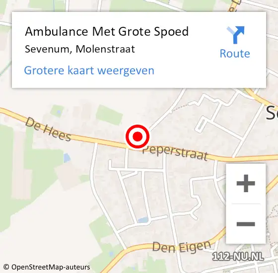 Locatie op kaart van de 112 melding: Ambulance Met Grote Spoed Naar Sevenum, Molenstraat op 2 juni 2016 12:37