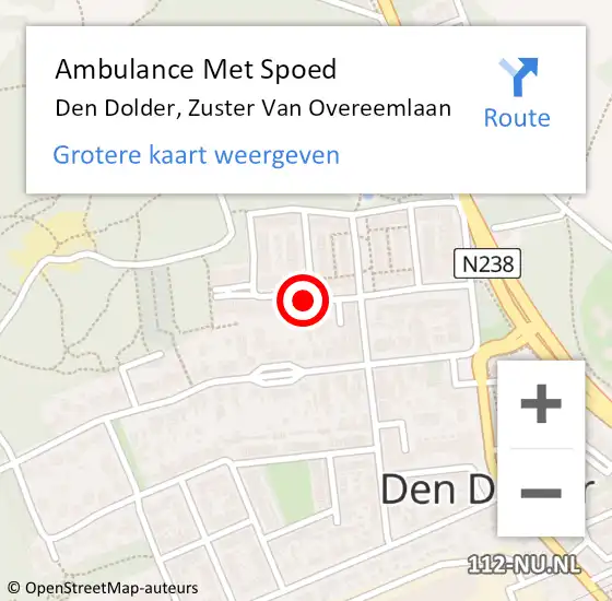 Locatie op kaart van de 112 melding: Ambulance Met Spoed Naar Den Dolder, Zuster Van Overeemlaan op 2 juni 2016 22:35