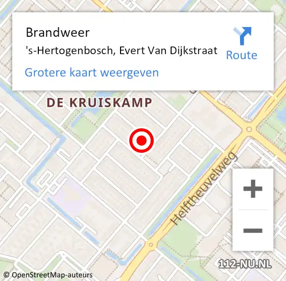 Locatie op kaart van de 112 melding: Brandweer 's-Hertogenbosch, Evert Van Dijkstraat op 3 juni 2016 08:57