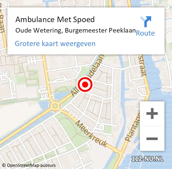 Locatie op kaart van de 112 melding: Ambulance Met Spoed Naar Oude Wetering, Burgemeester Peeklaan op 3 juni 2016 11:54