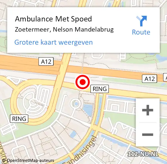 Locatie op kaart van de 112 melding: Ambulance Met Spoed Naar Zoetermeer, Nelson Mandelabrug op 3 juni 2016 12:51