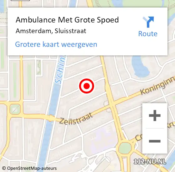 Locatie op kaart van de 112 melding: Ambulance Met Grote Spoed Naar Amsterdam, Sluisstraat op 3 juni 2016 16:54