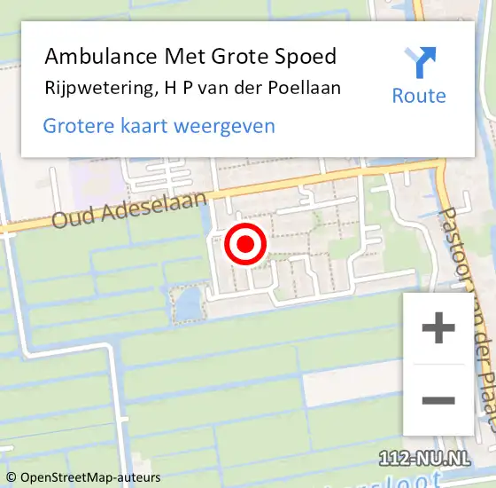 Locatie op kaart van de 112 melding: Ambulance Met Grote Spoed Naar Rijpwetering, H P van der Poellaan op 3 juni 2016 20:58