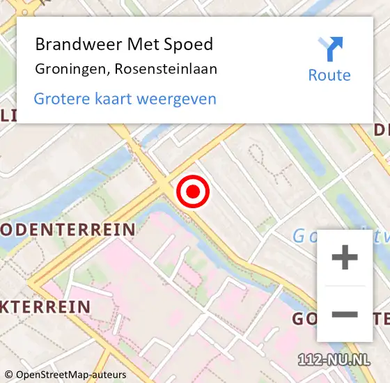 Locatie op kaart van de 112 melding: Brandweer Met Spoed Naar Groningen, Rosensteinlaan op 3 juni 2016 21:17