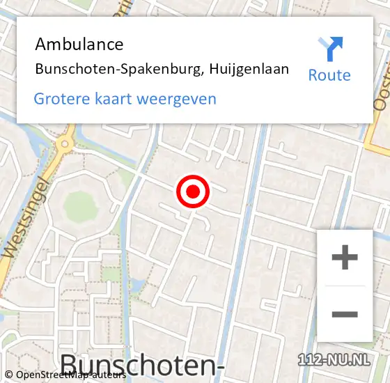 Locatie op kaart van de 112 melding: Ambulance Bunschoten-Spakenburg, Huijgenlaan op 4 juni 2016 05:07