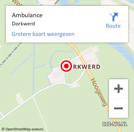 Locatie op kaart van de 112 melding: Ambulance Dorkwerd op 4 juni 2016 07:37