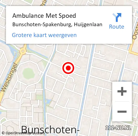 Locatie op kaart van de 112 melding: Ambulance Met Spoed Naar Bunschoten-Spakenburg, Huijgenlaan op 4 juni 2016 07:37