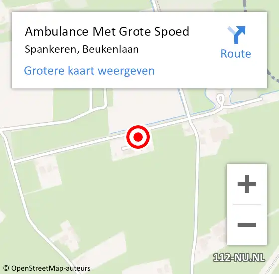 Locatie op kaart van de 112 melding: Ambulance Met Grote Spoed Naar Spankeren, Beukenlaan op 4 juni 2016 21:16